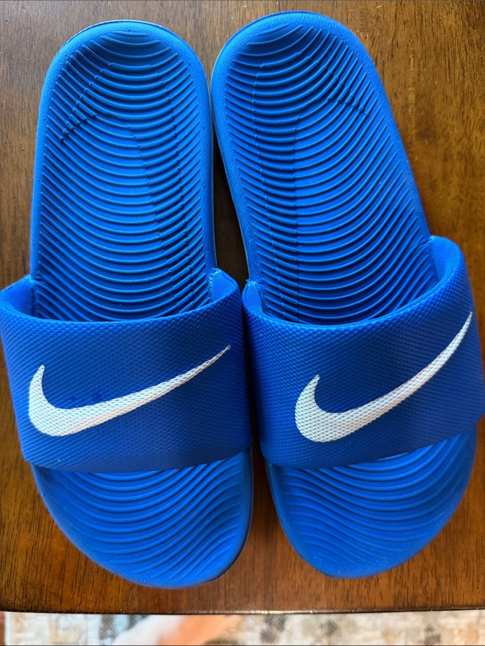 Nike Kids Blue Slide Sandals with White Swoosh